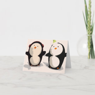 Joyful Penguins Feestdagen Kaart