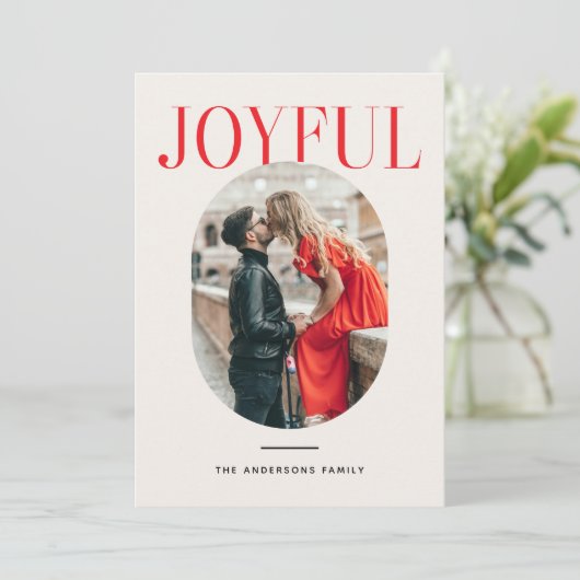 Joyful Photo Christmas | Minimalist New Year Feestdagenkaart (Staand voorkant)