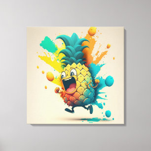 Joyful Pineapple-illustratie Canvas Afdruk