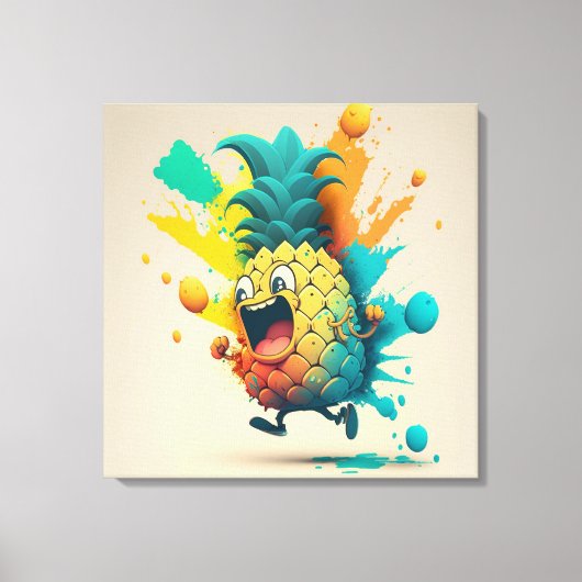 Joyful Pineapple-illustratie Canvas Afdruk (Voorkant)