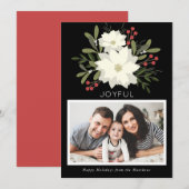 Joyful Poinsettia - carte photo de Noël (Devant / Derrière)