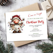 Joyful Quirky Santa Red Green Digital Party Invite Kaart