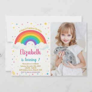 Joyful Rainbow Birthday Invitation avec photo