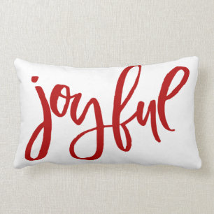 Joyful Red Calligraphy on White Holiday Stars Kussen