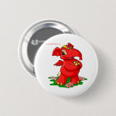 Joyful red Elephante in Shenkuu Ronde Button 5,7 Cm (Voorkant /achterkant)