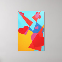 Joyful Red Hearts Abstract Print