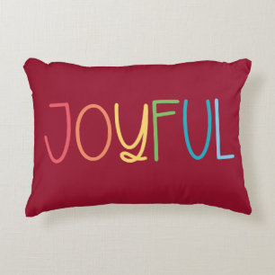 Joyful Red Multi Color Bright Rainbow Kerstmis Accent Kussen