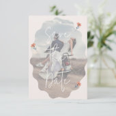 Joyful Retro Roze Huwelijk Sla de datums kaart (Staand voorkant)