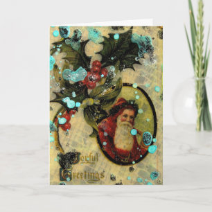 Joyful Santa Collage Feestdagen Kaart