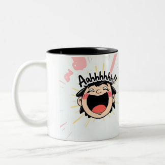 Joyful Scream - Leuke Cartoon Expression Tweekleurige Koffiemok