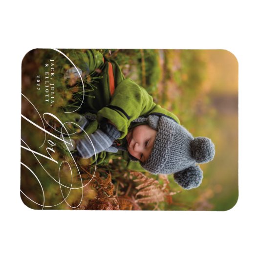 Joyful Script Happy Photo Holiday Magnet (Horizontal)