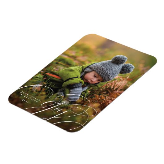 Joyful Script Happy Photo Holiday Magnet (Côté Gauche)