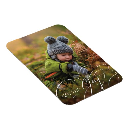 Joyful Script Happy Photo Holiday Magnet Magneet (Rechterzijde)