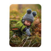 Joyful Script Happy Photo Holiday Magnet Magneet (Verticaal)