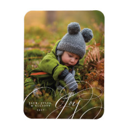 Joyful Script Happy Photo Holiday Magnet Magneet