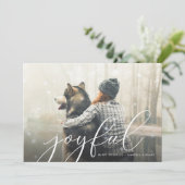 Joyful Script Photo Holiday Card Feestdagenkaart (Staand voorkant)