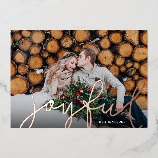 Joyful Script Photo Overlay Folie Feestdagenkaart (Voorkant)