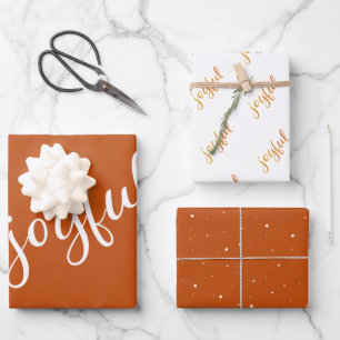 Joyful Script Snowflake Olive Green Holiday Wrappi Inpakpapier Vel