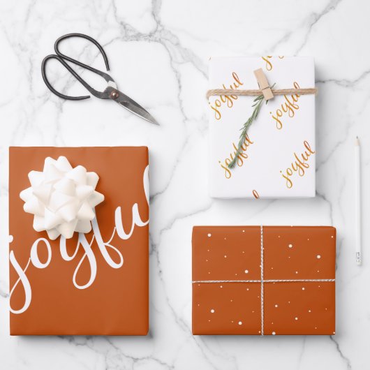 Joyful Script Snowflake Olive Green Holiday Wrappi Inpakpapier Vel (Voorkant)