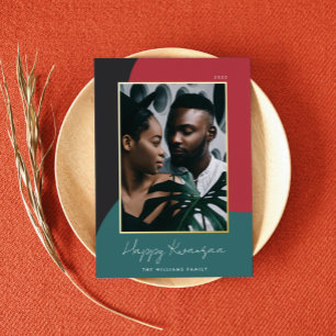 Joyful Shades Vertical Photo Kwanzaa Folie Feestdagenkaart