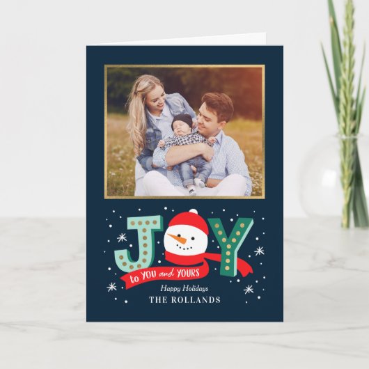 Joyful Snowman Folded Carte photo de vacances (Devant)