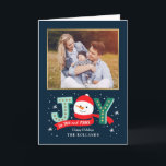 Joyful Snowman Folded Carte photo de vacances<br><div class="desc">Celebrate the season with this modern and stylish holiday card from Berry Berry Sweet. Matching items and more design options are available at our store: www.berryberrysweet.com. Background color can be customized online to best match your photo!</div>