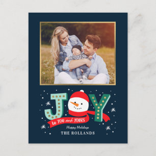 Joyful Snowman Holiday Photo Card Briefkaart