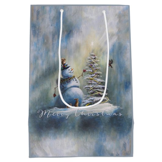 Joyful Snowman Medium Cadeauzakje (Achterkant)