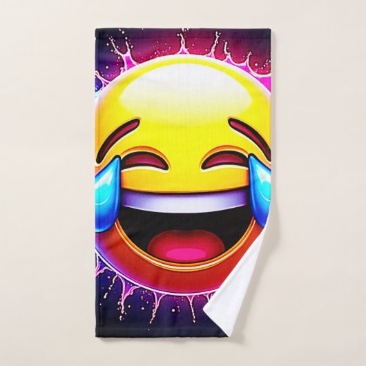 Joyful Splash: Laughing Emoji Art Bad Handdoek (Handdoek)