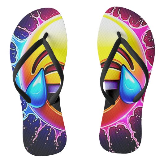 Joyful Splash: Laughing Emoji Art Teenslippers (Voetbed)