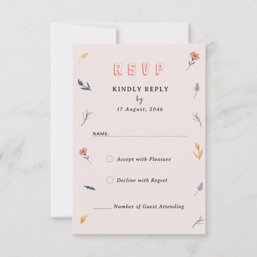 Joyful Spring Bloemen Uitnodiging bruiloft RSVP ka (Voorkant)