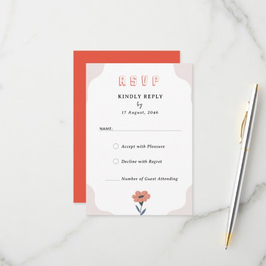 Joyful Spring Floral Wedding Invitation RSVP kaart (Voorkant / Achterkant in situ)