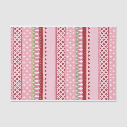 Joyful Stripe Roze Kerst Tissuepapier (Voorkant)