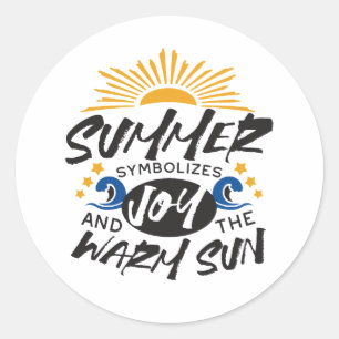 Joyful Summer Bliss - Warme Zon Quote Ronde Sticker
