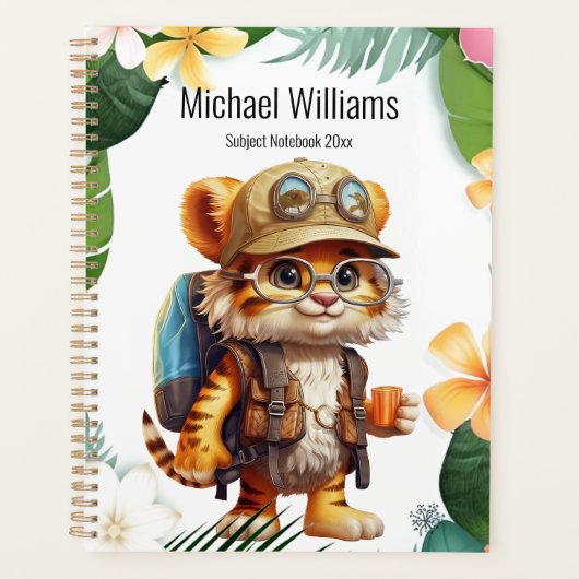 Joyful Tiger Cub met rugzak en koffie Planner (Voorkant)