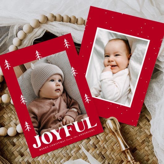 Joyful Trees Red 2 Foto Feestdagenkaart