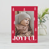 Joyful Trees Red 2 Foto Feestdagenkaart (Staand voorkant)