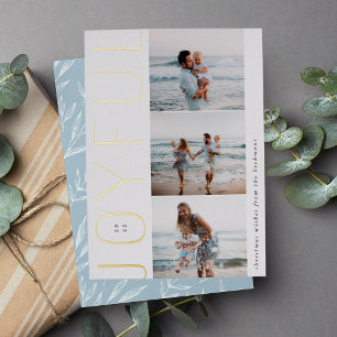 Joyful Trio Modern 3 Foto-collage Folie Feestdagenkaart