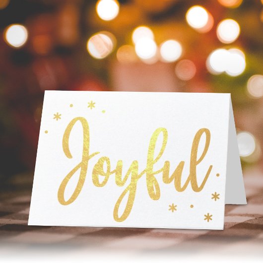 Joyful Typography Script Moderne Photo Kerstmis Folie Kaarten