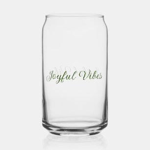 Joyful vibes kerst groen vakantie familienaam blikvorm glas