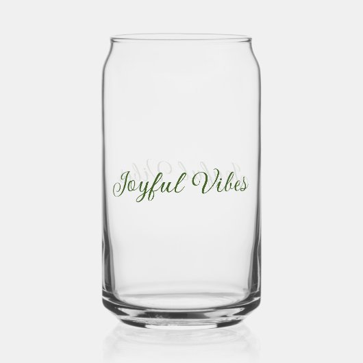 Joyful vibes kerst groen vakantie familienaam blikvorm glas (Achterkant)