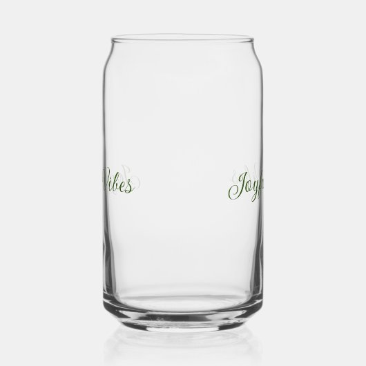 Joyful vibes kerst groen vakantie familienaam blikvorm glas (Links)