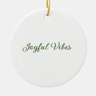 Joyful vibes kerst groen vakantie familienaam keramisch ornament