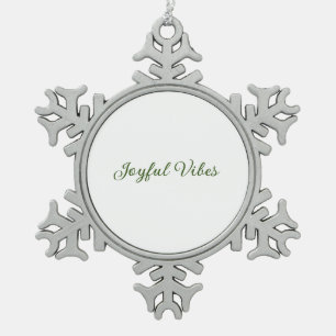 Joyful vibes kerst groen vakantie familienaam tin sneeuwvlok ornament
