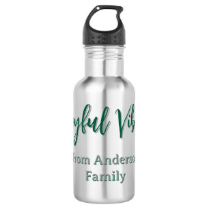 Joyful vibes kerst groen vakantie familienaam waterfles 