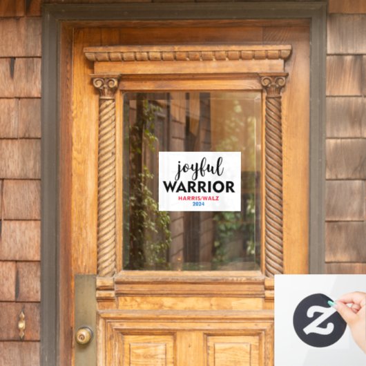 JOYFUL WARRIOR KAMALA HARRIS TIM WALZ 2024 RAAMSTICKER (Huis Deur)