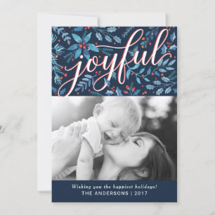 Joyful Waterverf Foliage Holiday Foto Feestdagenkaart