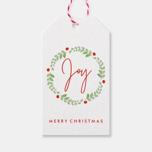 Joyful Waterverf Kerstmis Cadeaulabel (Voorkant)
