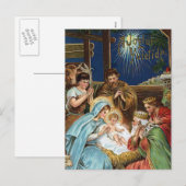 "Joyful Yuletide" Vintage Kerstmis Feestdagenkaart (Voorkant / Achterkant)