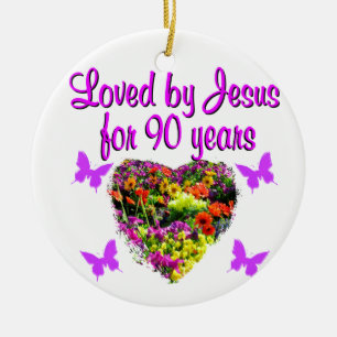 JOYOUS 90 JAAR OUD KERAMISCH ORNAMENT